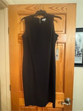 Calvin Klein Solid Black Sleeveless Midi Dress